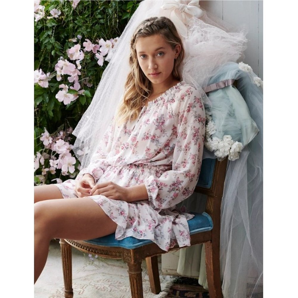 NWT New $128 Shabby Chic Lily Tiered Flounce Floral Dress Size XS